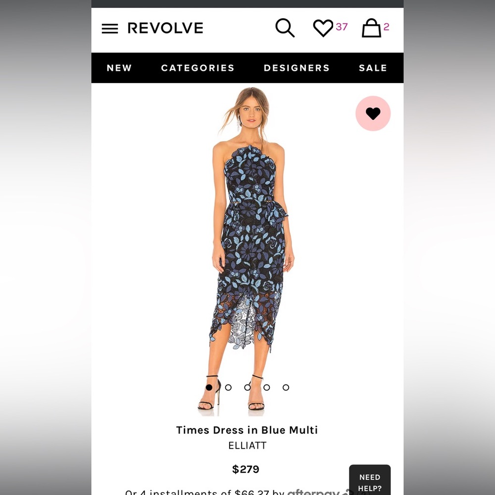 ELLIATT Times Dress in Blue Multi Size Small